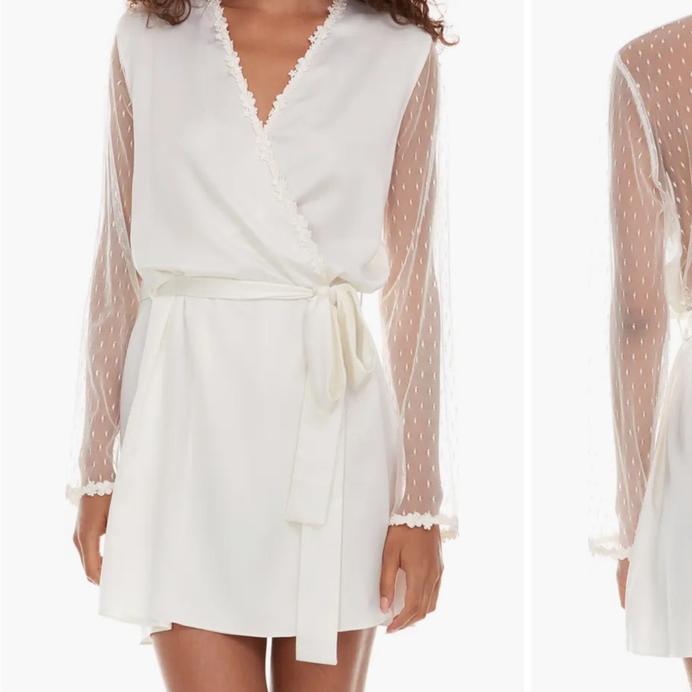 Flora Nikrooz Ivory Sheer Sleeve Robe - Bridal Robe